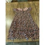 Saylor Anthropologie  Priti floral Boho Cap Sleeve Pink Brown mini dress  L Photo 8