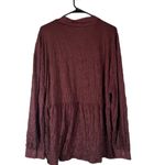 Frye Maroon Long Sleeve Collared Textured Peplum Button Down Blouse Women Sz XXL Photo 1