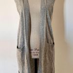 Neiman Marcus Cashmere Collection Long 100% Cashere Vest Slide Slits Gray Size M Photo 0