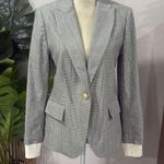 Derek Lam 10 Crosby micro plaid blazer jacket with knit sweater sleeve hem Black Size 8 Photo 0