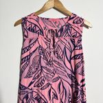 Fresh Produce  Tank Dress Women M Pink Blue Plant Print Coastal Beach Made in USA Photo 2
