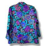 VTG Blair Boutique 80s / 90s Vintage Vibrant Purple Floral Shirt Blazer Jacket Size L Photo 4