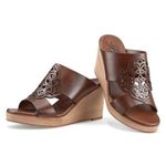 Brighton NWOT New Brown Leather  Delia Wedges Sandals w/ Cutout Detail w/ Box Photo 6