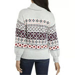 Crown & Ivy Women's Large Grey Turtleneck Geometric Print Knitted Sweater Photo 1