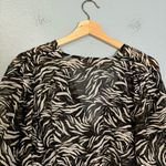 The Kooples Flowing Black and White Zebra Print Sheer V Neck Blouse Size Medium Photo 8