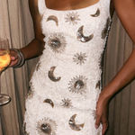 Show Me Your Mumu  White and Silver celestial Sequin Mini Dress Size Small! Photo 0