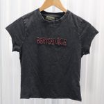 Forever 21 Beetlejuice X  Girls Black Mineral Wash T Shirt Beaded Logo Size Small Photo 0