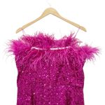 Amanda Uprichard NWT Liz Feather Trim Strapless Sequin Dress in Hot Pink Size XL Photo 6