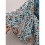 BloomChic Teal Boho Crossover Blouse Floral Peplum Tie Belt Hippie V Photo 8