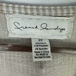 French Laundry French Laundry Blouse Plus 2X Beige Stripe Neutral Tie Sleeve Coastal Preppy Photo 2