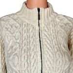 Inis Crafts Ireland Size S Ivory 100% Merino Wool Chunky Cable Knit Zip Cardigan Photo 1