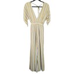 Faithfull the Brand Cedric Jumpsuit Clarke Stripe Size 4/ Small Neutral Plunging Photo 2