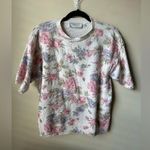 United States Sweaters Vintage United States Women’s Pastel Floral Short Sleeve Sweater Large Photo 0