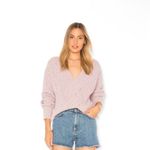 Free People Coco Twist Front Sweater In White Sz Medium Cotton Oversized V-Neck Photo 6