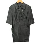 Lafayette 148 Dress Womens 12 Lace Up Short Sleeve Shift Pockets Stretch Modern Photo 1