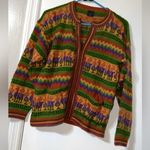 artesania los incas Colorful Green and orange alpaca 100% sweater Size M Photo 2