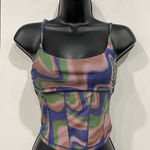 Urban Outfitters  Mesh Corset Top Size Medium Swirl Multicolor Rave Festival Photo 0