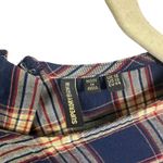 Super Dry Women's Sz 12 Woven Check Short Sleeve Tiered Midi Dress Blue Plaid Photo 5