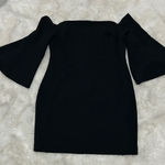 Cynthia Steffe  Black Off Shoulder Bell Sleeve Mini Dress Photo 0