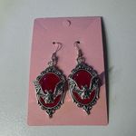 Handmade Goth red bat vampire Halloween earrings Photo 1