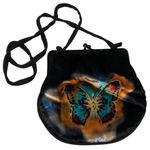Rare Vtg hand painted by Anna‎ Steiner made in England 8” coin style purse Black Photo 0