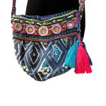 Christophe Sauvat Neiman Marcus Domi Suzani Beaded Tassel Crossbody Purse Blue Photo 4