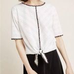 Anthropologie aldomartin contrast white tie front top medium eyelet Photo 0