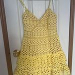 Lulus Floral Lace Yellow Dress Photo 0