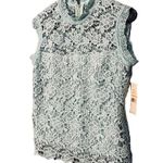 Nanette Lepore Mint Green Sleeveless Mock Neck Formal Lace Blouse Women SZ S Photo 2