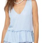 Rails Top Sleeveless Mira Peplum Top in Light Vintage Chambray Sz S EUC Photo 0