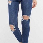 Free People Button Fly Raw Edged Hem Distressed Skinny Jeans Womens Size 27 Photo 0