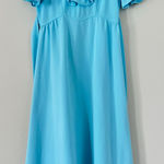 Vintage 1960s 1970s Turquoise Princess Maxi Dress Empire Waist Ruffle Blue Size M Photo 0