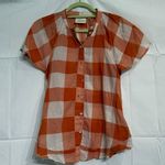 Anthropologie  Maeve Orange Gingham Button Down Sz XS Photo 1