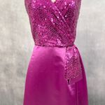 VTG‎ 80s Sequin Dress Gown Womens Size 10 Pink Glam Prom Dressy Gala READ Photo 6