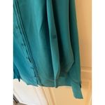Catherines Plus Size 2X Teal Blue Pleated Button Front Shirt Top Roll Tab Sleeve Photo 3