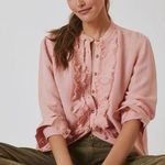 Anthropologie  Pilcro Ruffled Placket Shirt in Peach Photo 0