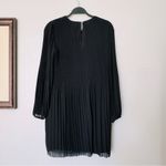 Quince Chiffon Pleated Long Sleeve Mini Dress in Black Size Small Photo 6