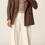 Anthropologie  Maeve Oversized Blazer Jacket Size Small Double Breasted Brown Photo 0