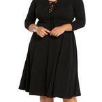 Torrid  Black Midi Jersey Tie-Front 3X Plus Size Knee Length 3/4 Sleeve V-Neck Photo 0