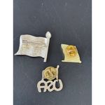 Set Of 3 USA Flag Enamel Lapel Pins Patriotic Design Gold Photo 2