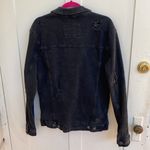 Pull&Bear Women's Black Distressed Jean Jacket Size Large Trucker Boyfriend Photo 8