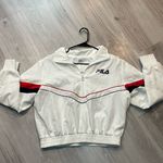 FILA  Women's White Bomber Jacket with Red and Black Accents Photo 1