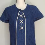 Forever 21 Forever 21 Womens Denim Dress Short Sleeve Lace-Up Pockets Side Zip Dark Wash S Photo 1