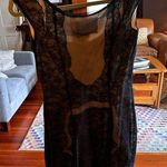 Reem Acra lace over silk cocktail dress sz 6 nude and black party dress Photo 2