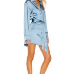 L'Academie Marta Shirt Dress in Dusty Blue Small Photo 1