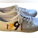 Boden 1991 White Lace Up Sneaker Size 10 Rainbow Print Colorful Canvas Fall Photo 0