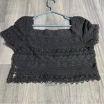 Free People  Dark Gray Lace Short Sleeve Tank Top/Crop Top; XS Women's Photo 7