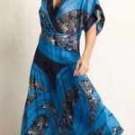 Warme daize wavy blue tiered midi dress Photo 0