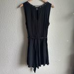 Forever 21 🖤F21 Gold Stud Black High Neck Tie Waist Romper Photo 3