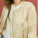 Frye Mandira Tie Dye Drapey Zip Bomber Jacket in Tan Beige Size US XS Photo 0